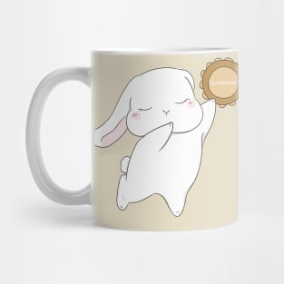 tamborine girl raise hand | white Holland Lop Rabbit | Bunniesmee Mug